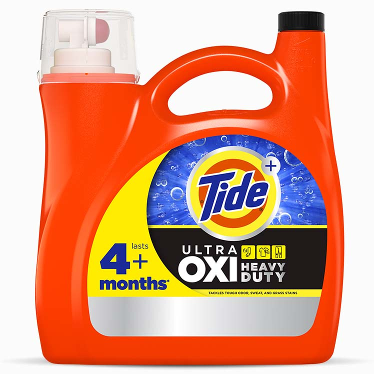 Front pack of Tide Ultra Oxi + Heavy Duty Liquid Laundry Detergent