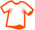 A pictogram of a T-shirt with sweat stains on it