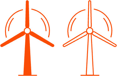 A pictogram of two windmills