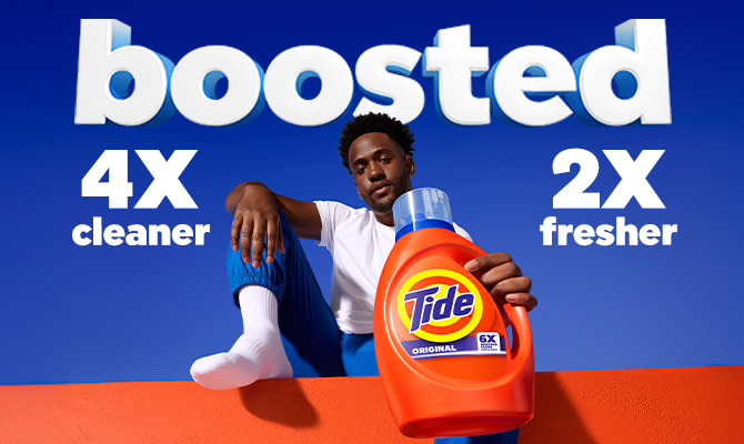 Tide Original Scent Liquid Laundry Detergent works on 100% of common stains, even in cold water