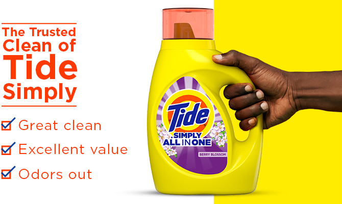 Tide Simply Clean and Fresh Liquid Laundry Detergent Berry Blossom - 128 ounces, color yellow