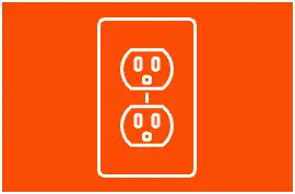 A pictogram of two sockets