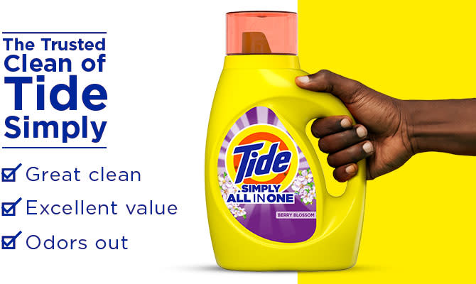 Tide Simply Clean and Fresh Liquid Laundry Detergent Berry Blossom - 128 ounces, color yellow