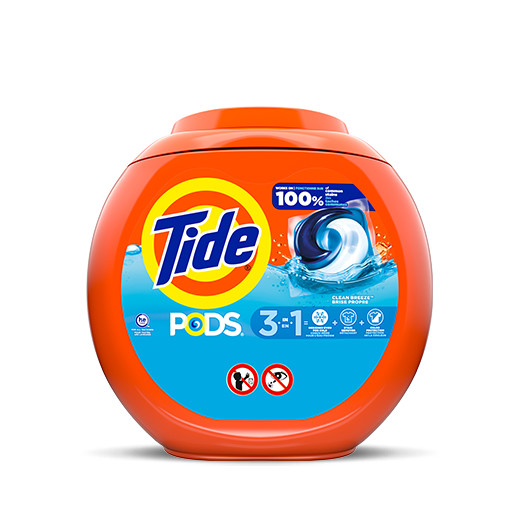 Tide PODS® Laundry Detergent Clean Breeze Scent - works on 100% of common stains, color orange
