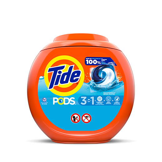 Tide PODS® Laundry Detergent Clean Breeze Scent - works on 100% of common stains, color orange
