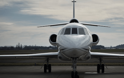 front of air ambulance jet