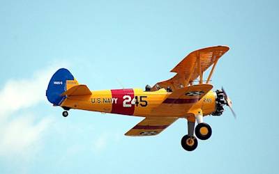 an old plane flying