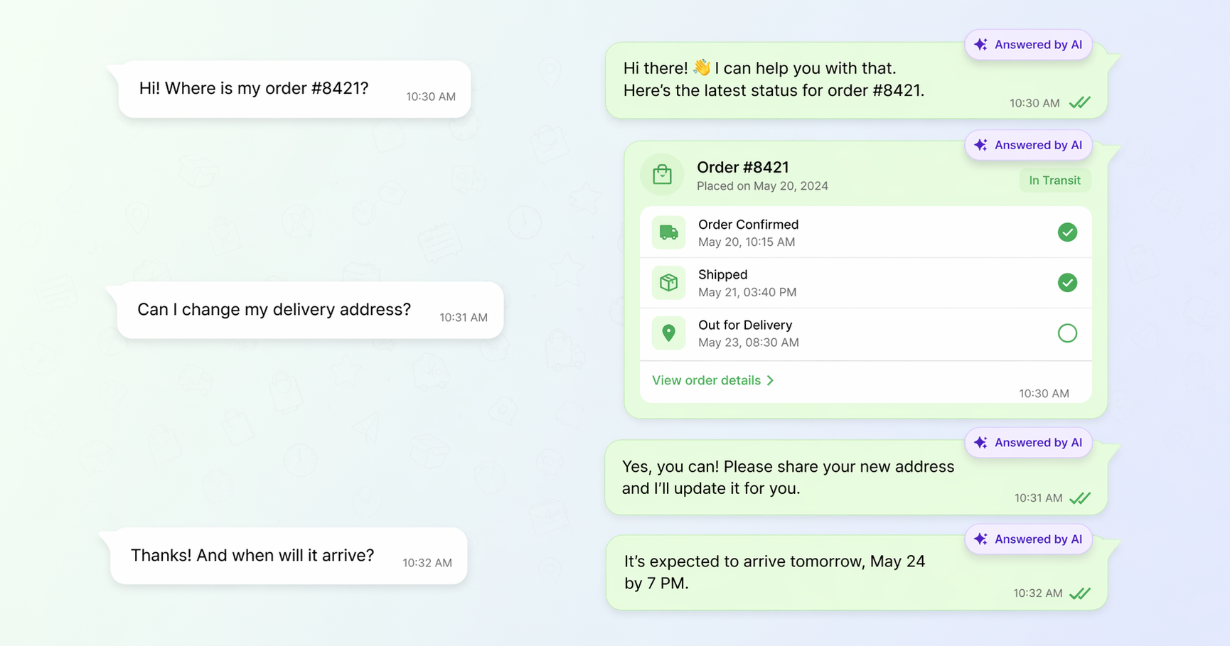 Order status chat with WhatsApp AI assistant