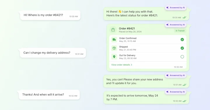 Order status chat with WhatsApp AI assistant