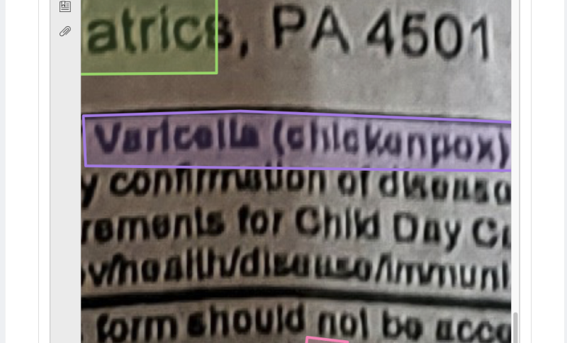 Varicella and chickenpox are synonyms. Together they can be interpreted as a single meaningful term.