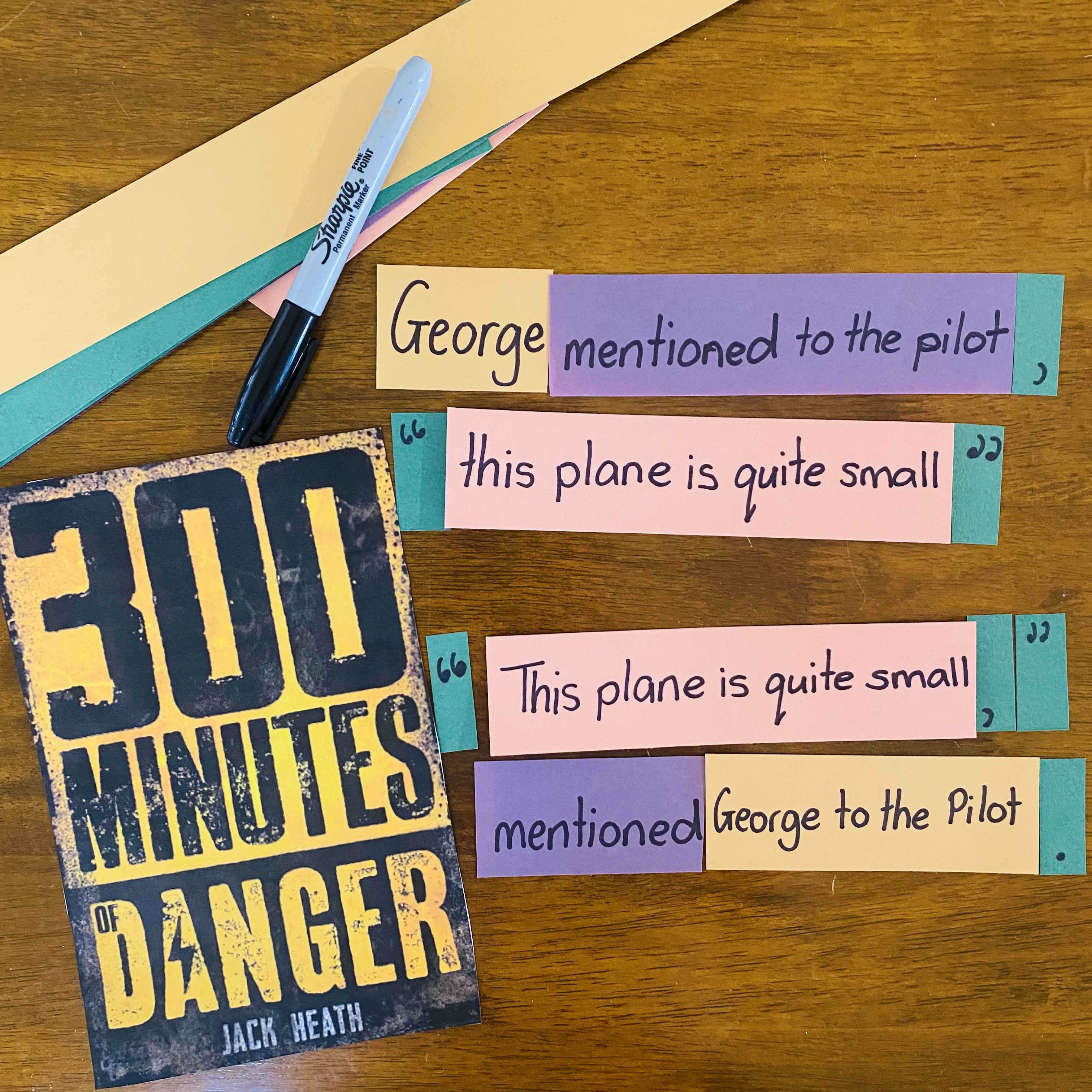 Students use hands-on learning to recreate sentences using dialogue. This activity links to the Jack Heath book ‘300 Minutes of Danger’