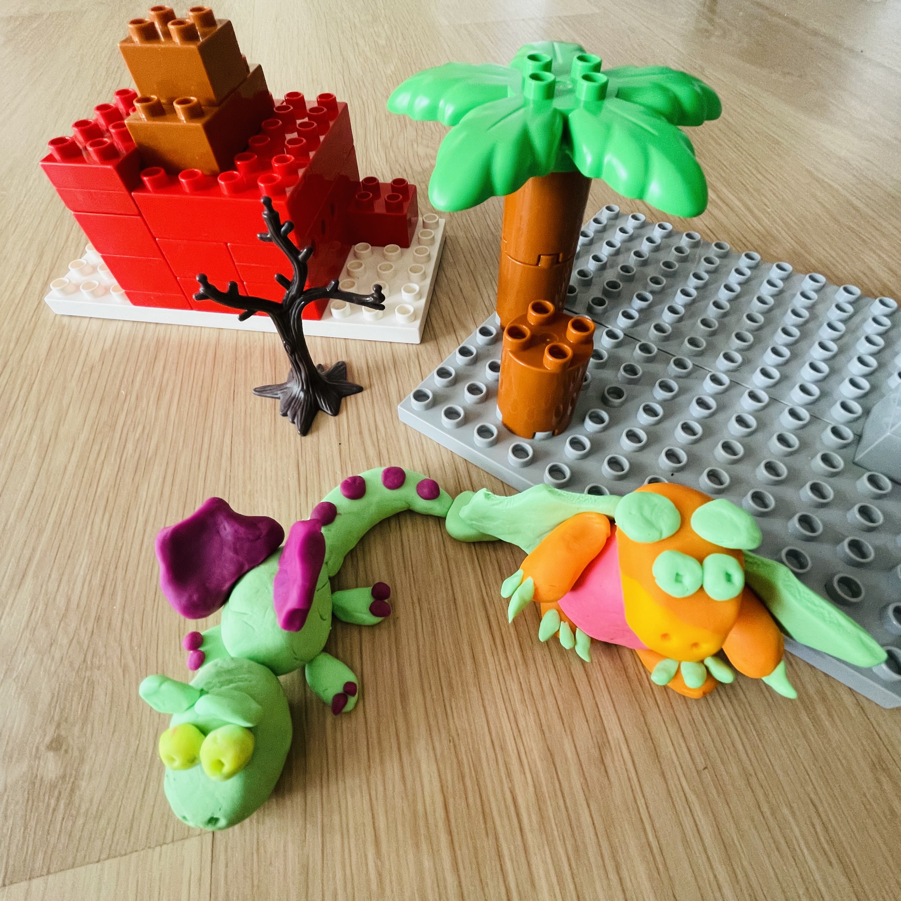 A fun reading lesson for students in Stage 1 where they use subject specific vocabulary whilst engaging in sensory or dramatic play. Here we have a scene created using objects from a sensory bin which students are using to reenact scenes and create new storylines after reading ‘There’s a Dragon in Your Book’ by Tom Fletcher.