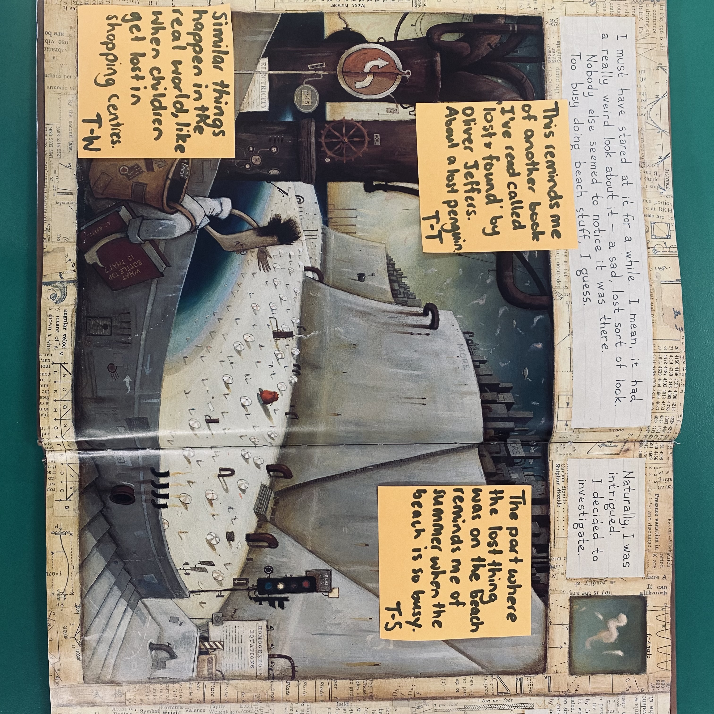 What an engaging way to recap the comprehension skill of connecting, by using sticky notes to identify where connections are made within Shaun Tan’s ‘The Lost thing’ text. What an engaging way to recap the comprehension skill of connecting, by using sticky notes to identify where connections are made within Shaun Tan’s ‘The Lost thing’ text.