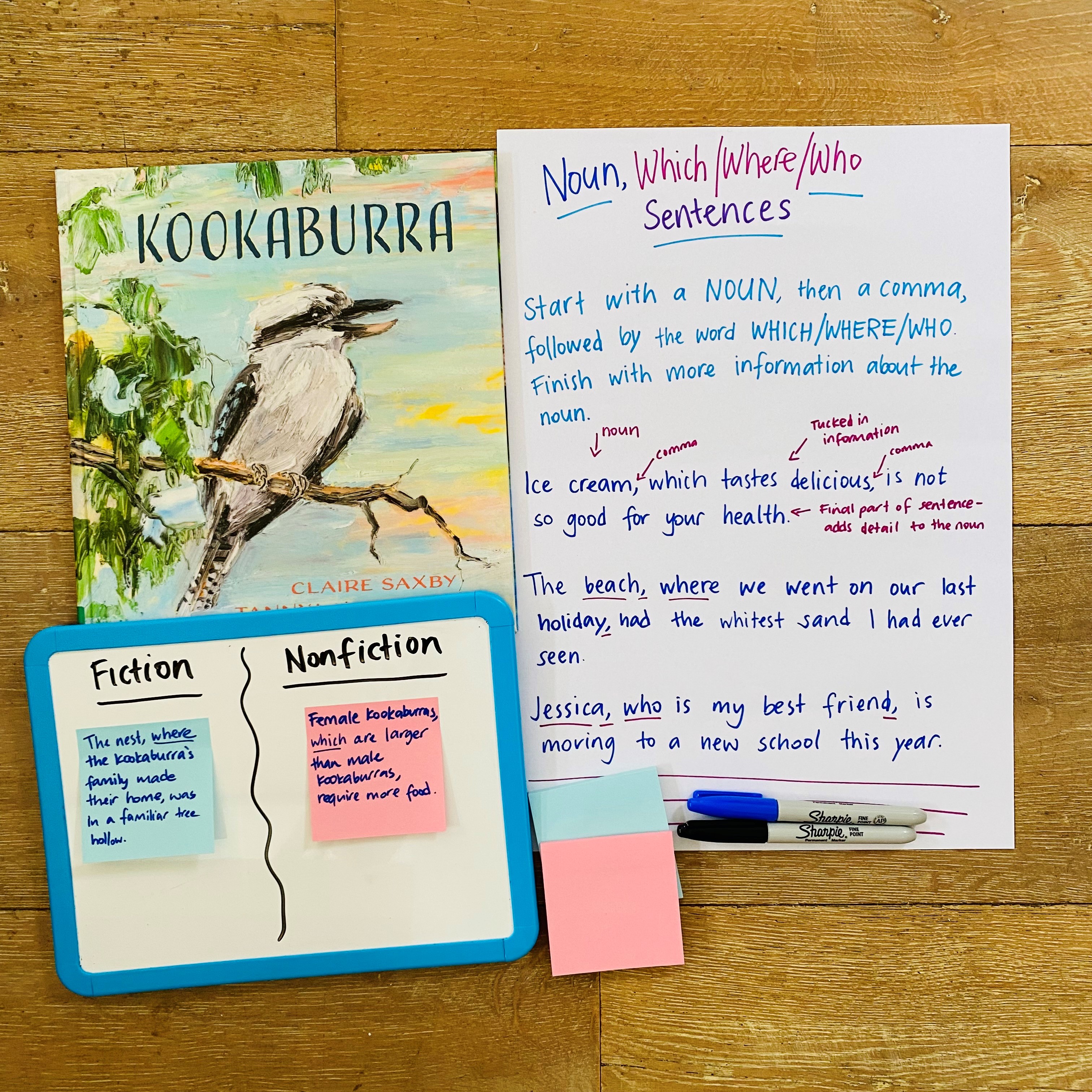 An engaging writing lesson designed to support students to write detailed sentences, following the Noun, Which/Where/Who Sentence structure. This lesson will equip students with the skills to write a range of varied and detailed sentences, that will strengthen their ability to write both fiction and nonfiction texts that will leave their reader wanting more.