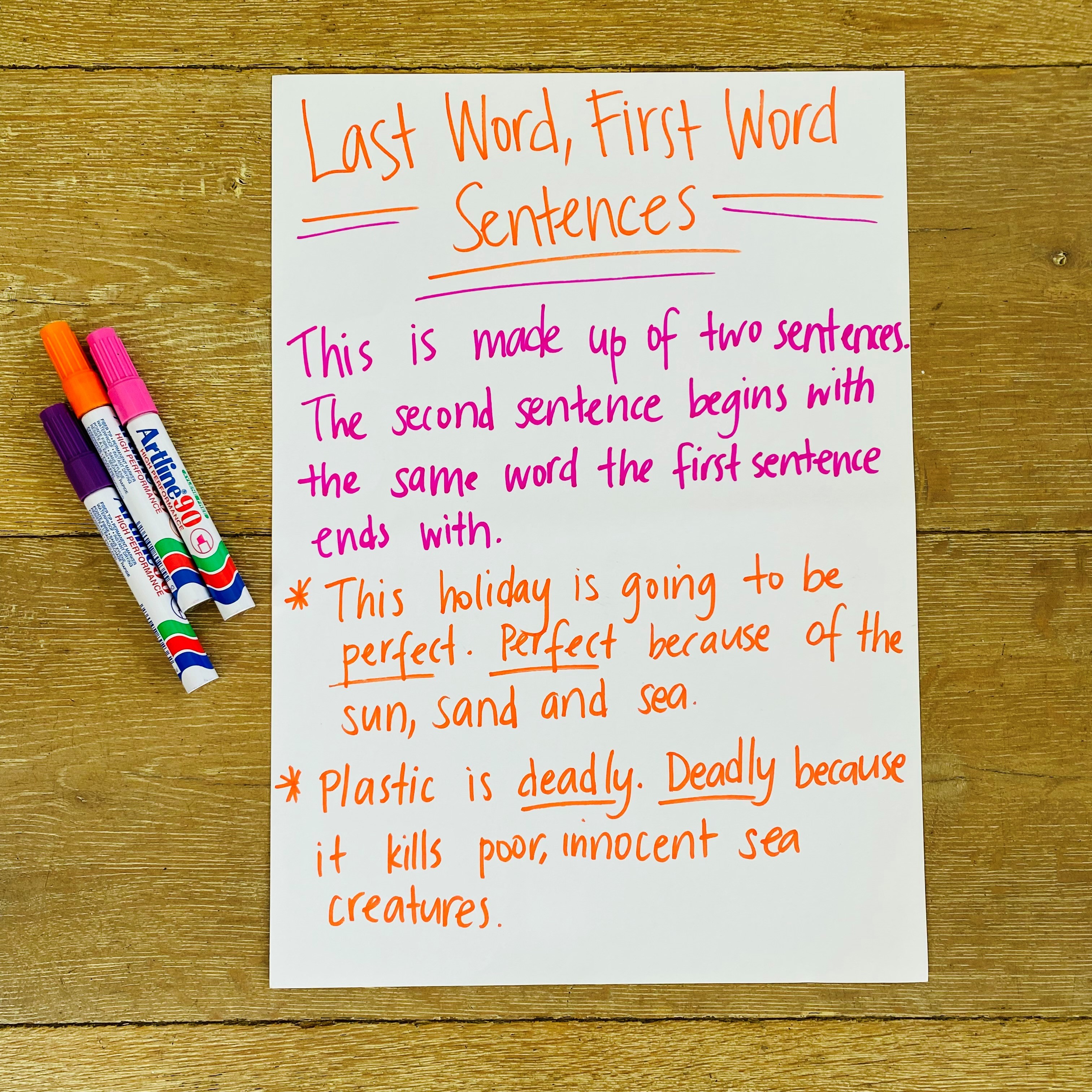 A creative and explicit writing lesson for grades 3-6 to develop students to add more depth to their writing with ‘Last Word, First Word’ sentences. Students will practise using this framework to add greater detail and sparkle to their writing, and the best thing? This strategy can be revisited throughout the year when writing both fiction and nonfiction texts!