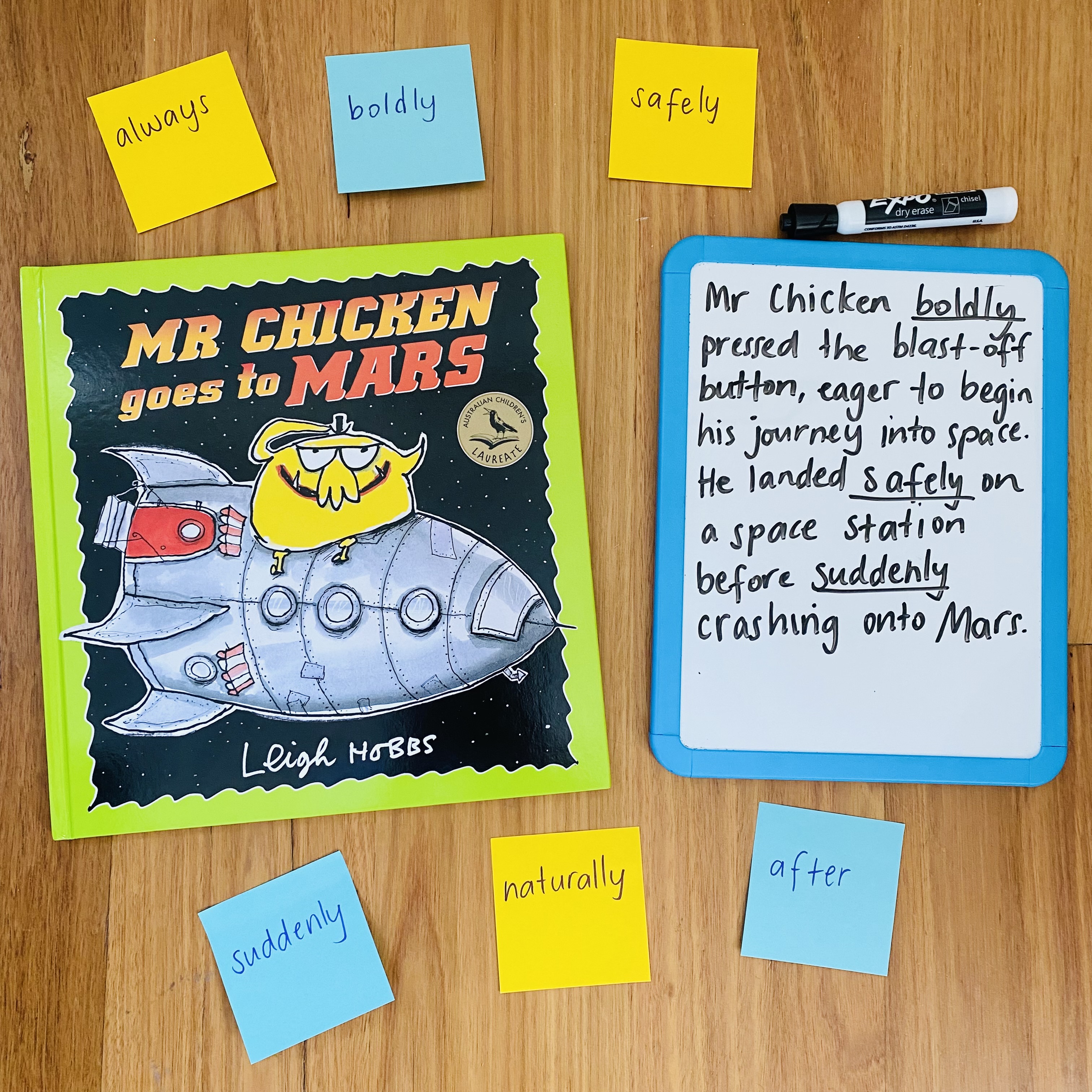 CB2--IMG-Annie--Langague Features with Mr Chicken goes to Mars - Amazing Adverbs-L3square CB2--IMG-Annie--Langague Features with Mr Chicken goes to Mars - Amazing Adverbs-L3square