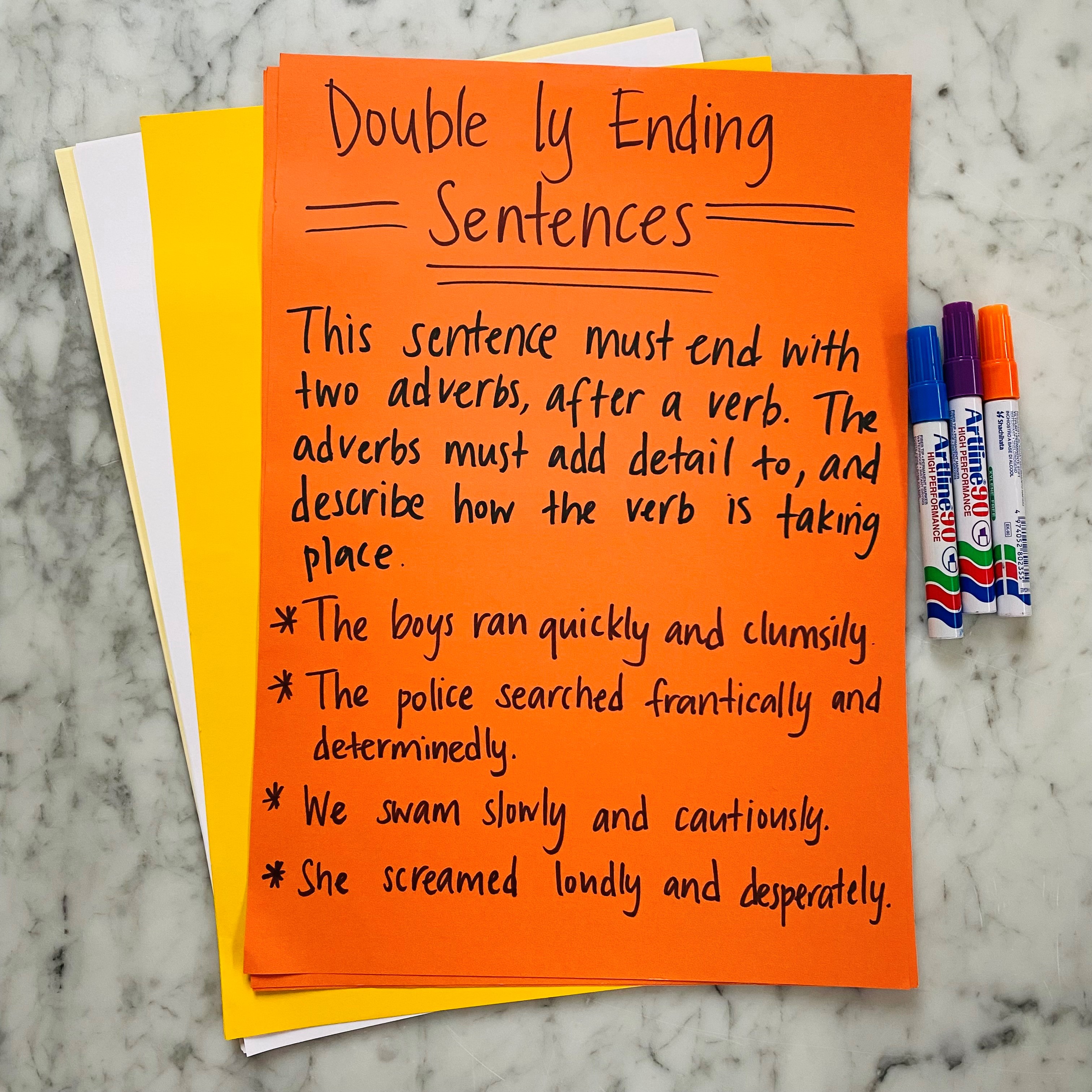 An engaging and practical writing lesson for grades 3-6 to support students to construct detailed sentences, making use of verbs and adverbs effectively. Students will be introduced to the  “Double ly Ending” sentence structure, and will practise carefully selecting verbs and adverbs to help paint a vivid picture for their reader. This lesson will develop students’ understanding of parts of speech, and will develop their confidence experimenting with vocabulary in their writing. 