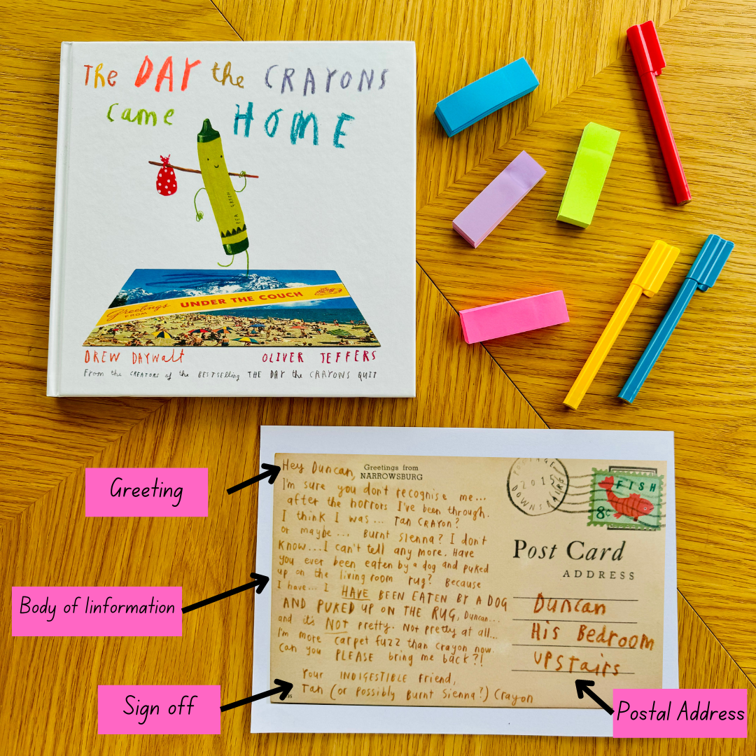 CB2--IMG-Tamara--Narrative Writing The Day The Crayons Came Home - Features of a Postcard-L1