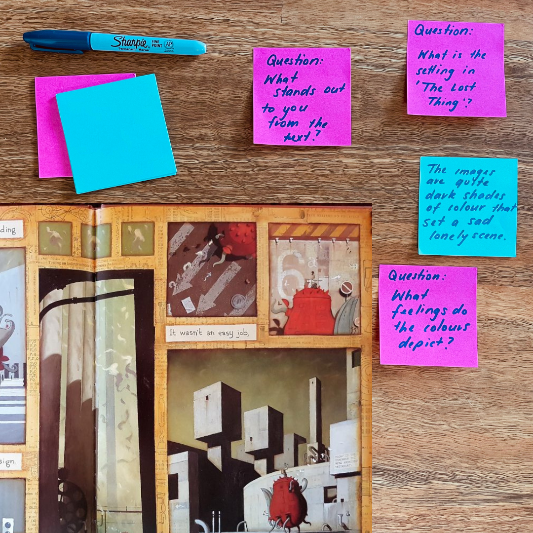 What a fun and engaging way to recap the comprehension skill of questioning, by getting the students to flip from writing questions to writing the answers first. Encouraging deep thinking of ideas and concepts used within Shaun Tan’s ‘The Lost Thing’ text. What a fun and engaging way to recap the comprehension skill of questioning, by getting the students to flip from writing questions to writing the answers first. Encouraging deep thinking of ideas and concepts used within Shaun Tan’s ‘The Lost Thing’ text.