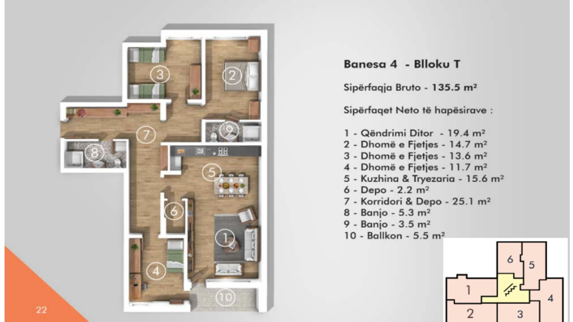 Shitet banesa 135.5 m² në kompleksin Grand Tower – Prishtina e Re. - Image 1