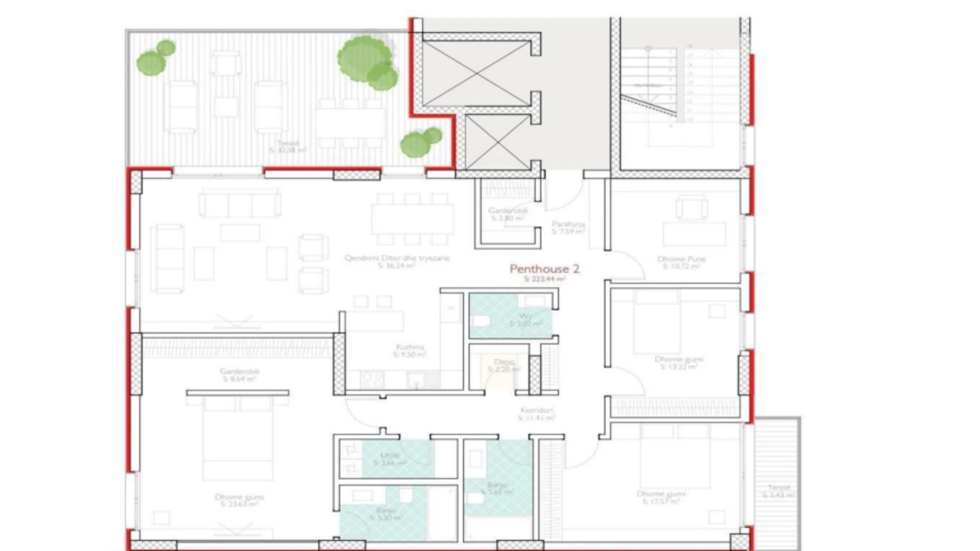 Shitet Penthouse luksoz 223.44 m² në kompleksin ekskluziv Grand Tower, në lagjen Prishtina e Re. - Image 1