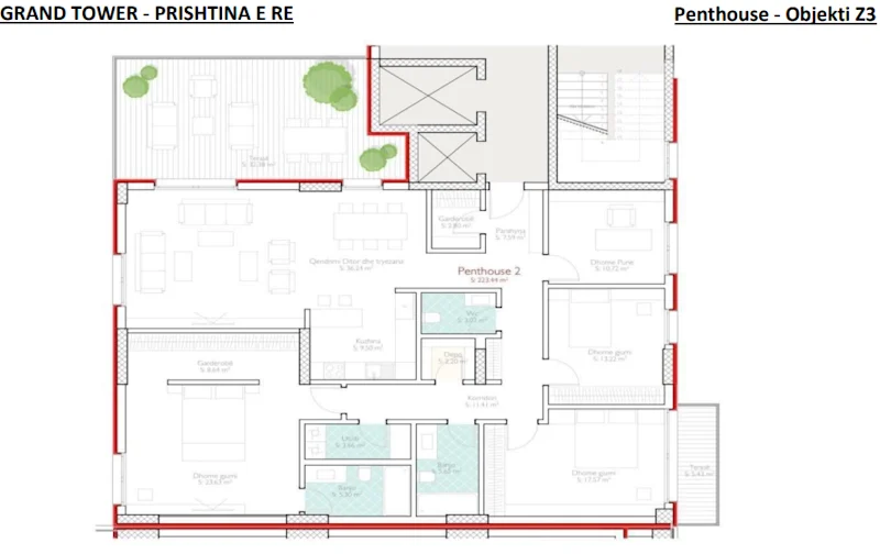 Luxury Penthouse for Sale – 223.44 m² in the Exclusive Grand Tower Complex – New Prishtina. - Image 1