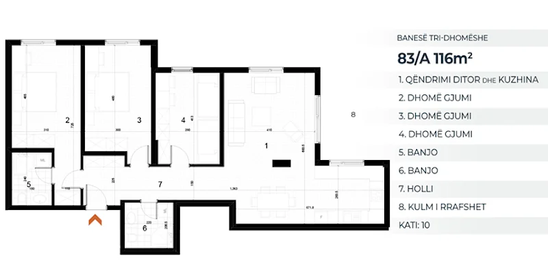 Apartment for Sale – 116 m² in AKTIV Complex – Drenas (10th Floor) - Image 2