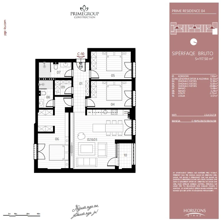 For sale: A 117.50 m² apartment, located in the Prime Residence complex, in the Prishtina e Re neighborhood. - Image 2