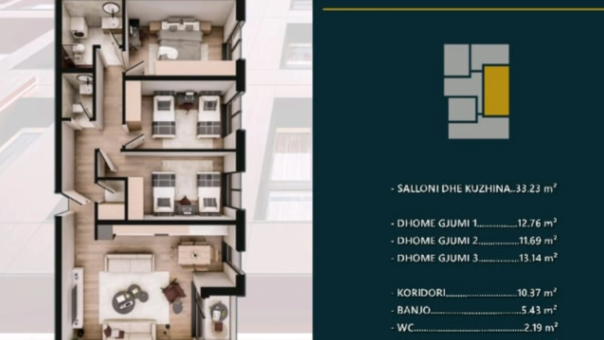 Shitet banesa prej 109.60 m² në kompleksin modern dhe shumë të kërkuar Hill Side në Prizren. - Image 1