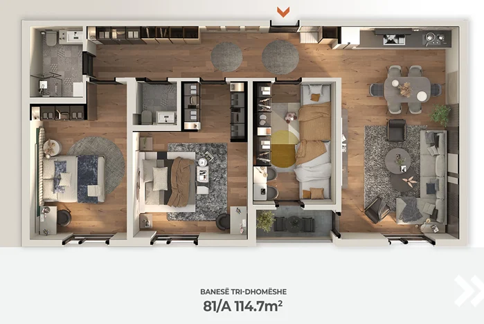 Shitet banesë 114.7 m² në Kompleksin AKTIV – Drenas kati i 1. - Image 2