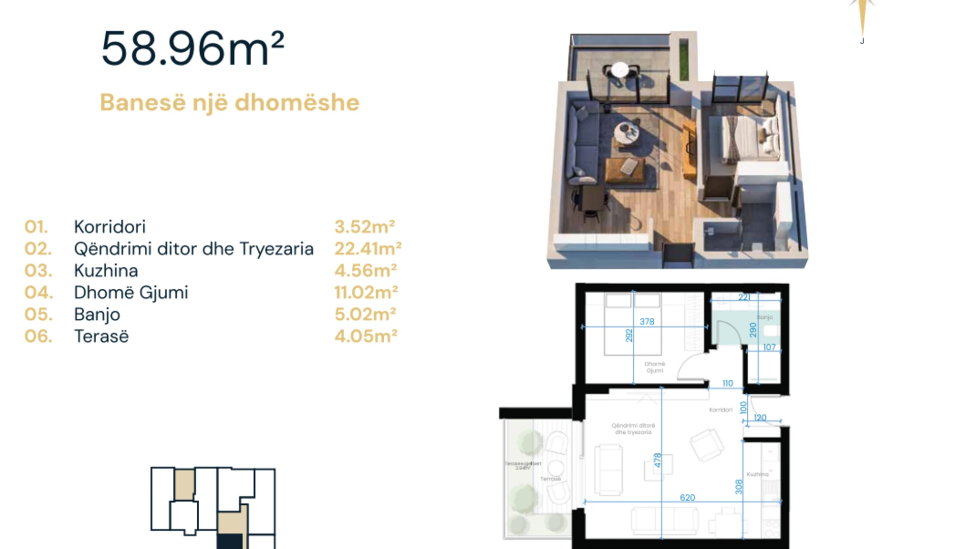 Apartment for Sale – 58.96 m² in Arbëria, Ebrona Complex. - Image 1