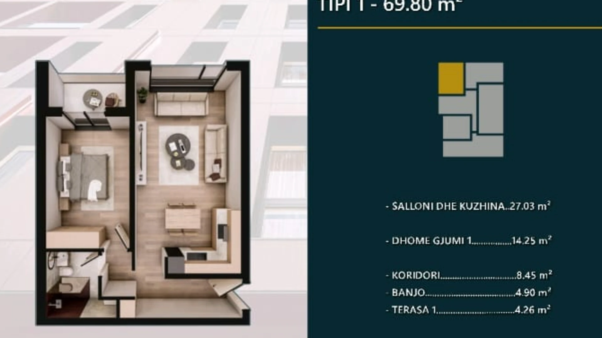 For sale: a 69.80 m² apartment located in Prizren, within the modern and highly desirable Hill Side residential complex. - Image 1