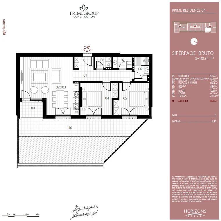 For sale: A 110.34 m² apartment, located in the Prishtina e Re neighborhood, within the Prime Residence complex. - Image 2