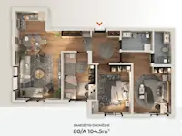 Shitet banesë 104.5 m² në Kompleksin AKTIV – Drenas (Kati i 10-të) - Thumbnail 1