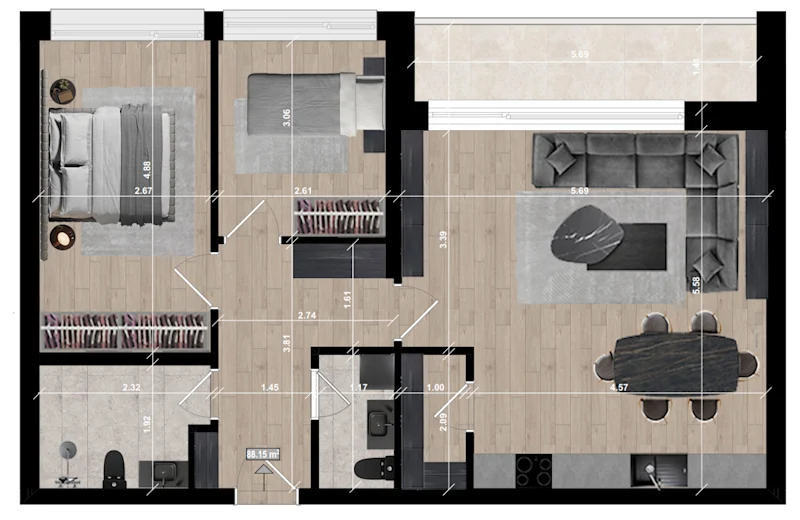 Apartment for sale, 188.15 m², located in the New Prishtina neighborhood, West Hill. - Image 1