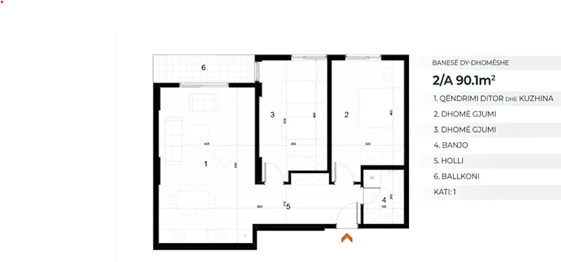 Apartment for Sale – 90.1 m² in AKTIV Complex – Drenas, 1st Floor. - Image 2