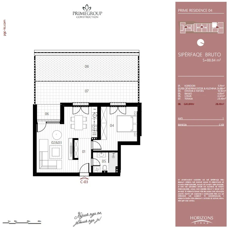 For sale: An 88.84 m² apartment, located in Prime Residence, in the Prishtina e Re neighborhood. - Image 2