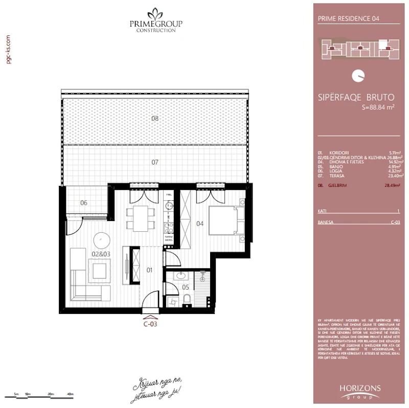 Shitet banesa me sipërfaqe 88.84 m², e vendosur në Prime Residence, në lagjen Prishtina e Re. - Image 2