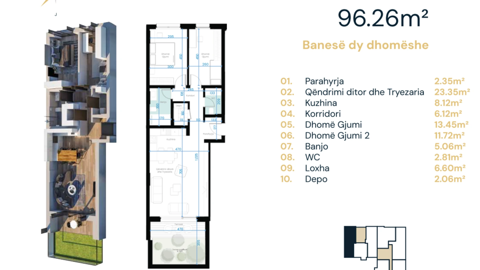 Shitet banesa 96.26 m² në lagjen Arbëria, në kompleksin Ebrona - Image 1