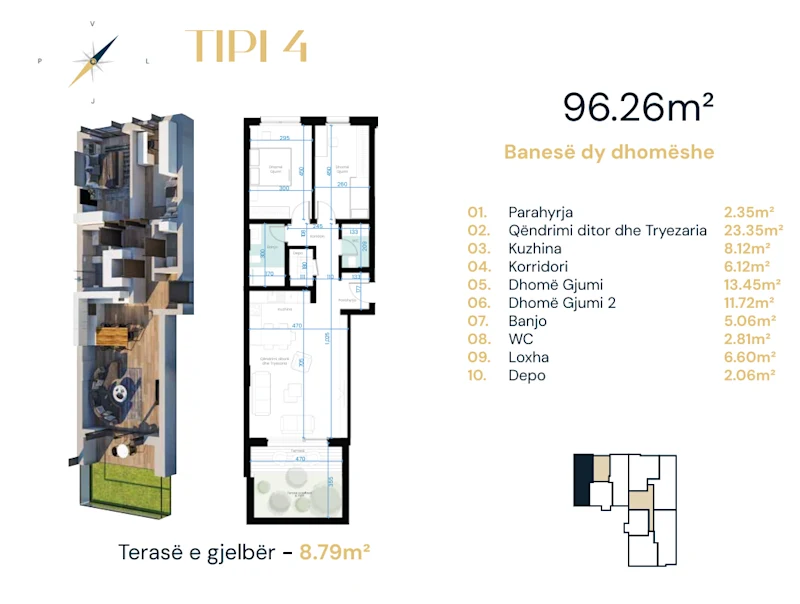 Apartment for Sale in Arbëria 96.26 m² , Ebrona Complex - Image 1
