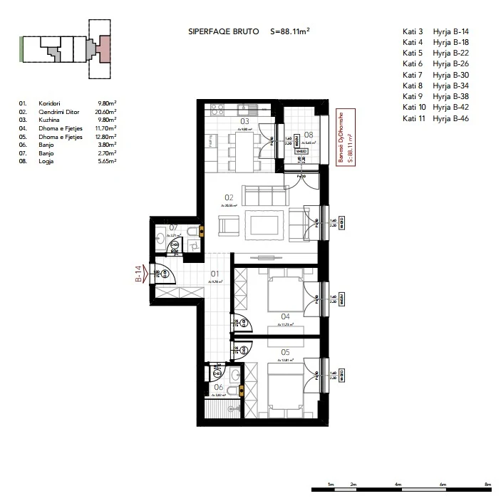 For sale: An 88.11 m² apartment, located in the Prishtina e Re neighborhood, within the Prime Residio complex. - Image 2