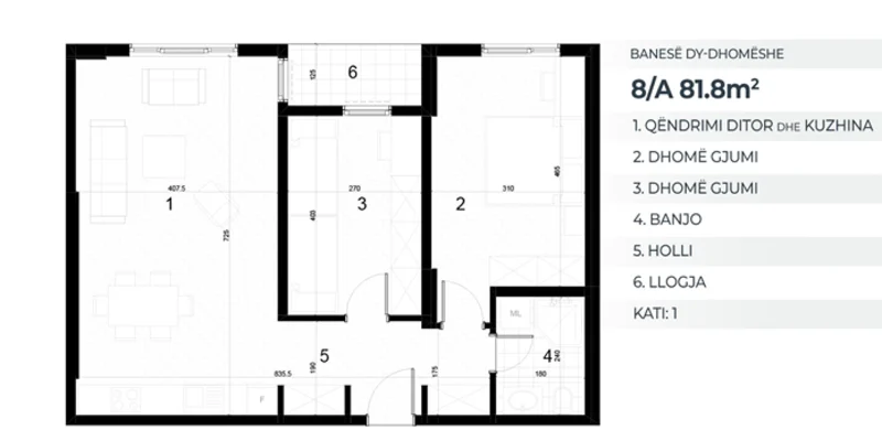 Apartment for Sale – 81.8 m² in Drenas in Complex AKTIV 1st Floor. - Image 2