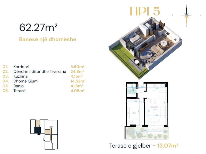 Apartment for Sale – 62.27 m² in Arbëria, Ebrona Complex. - Image 1