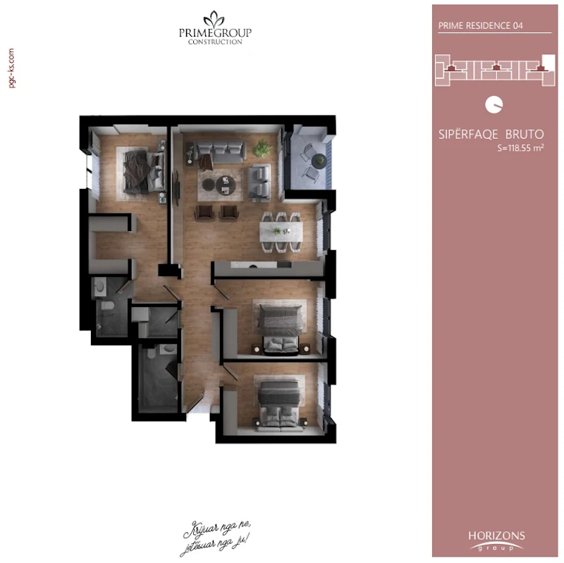 Shitet banesa me sipërfaqe 118.55 m², e vendosur në lagjen Prishtina e Re, në kompleksin Prime Residence. - Image 1