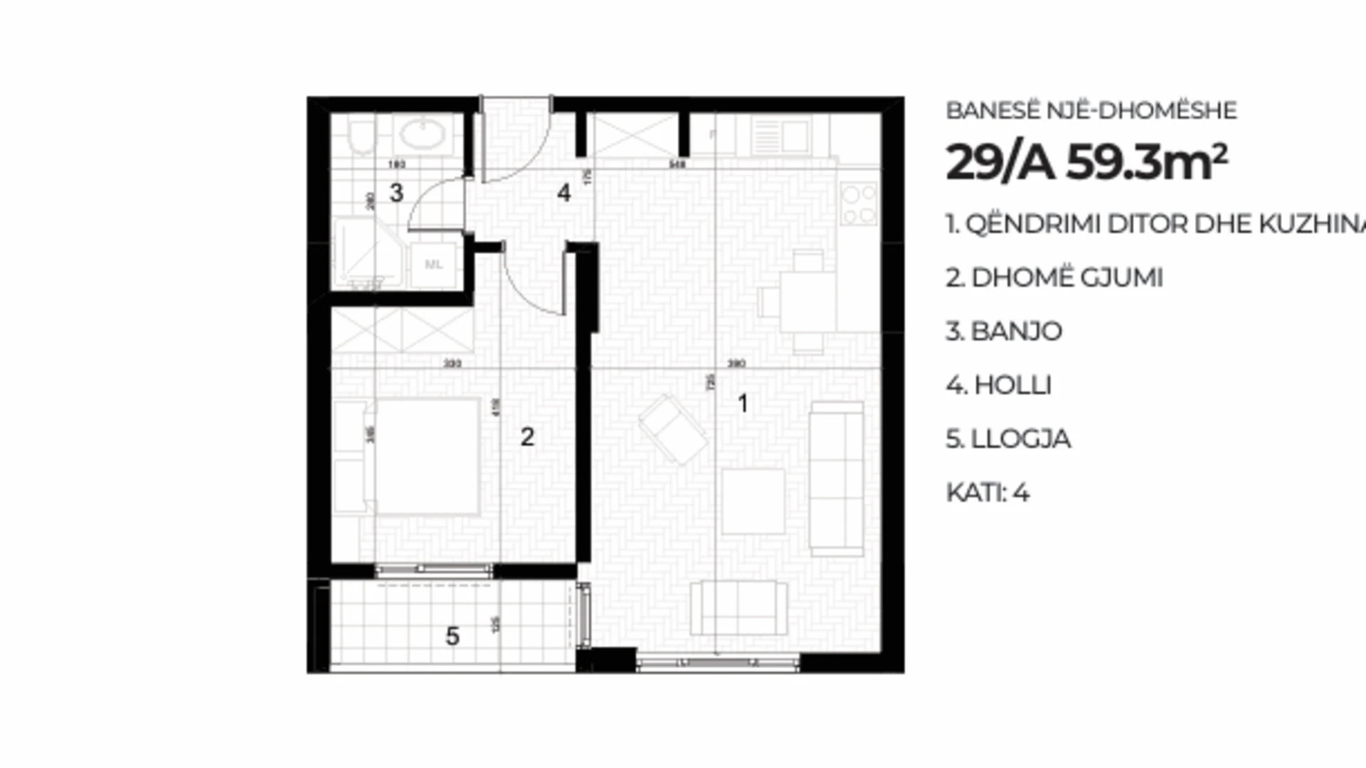 Apartment for Sale – 59.3 m² in Aktiv Complex Floor 4th, Drenas - Image 1