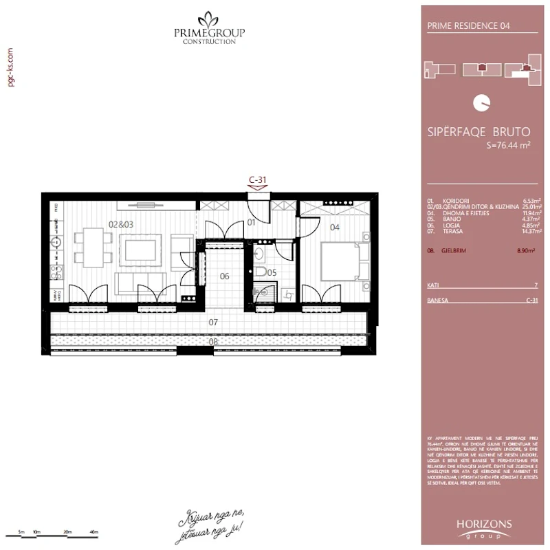 Shitet banesa me sipërfaqe 76.44 m², e vendosur në Prime Residence, në lagjen Prishtina e Re. - Image 2