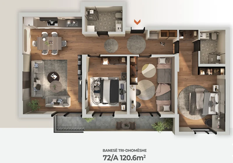 Shitet banesë 120.6 m² në Kompleksin AKTIV – Drenas (Kati i 9-të) - Image 1