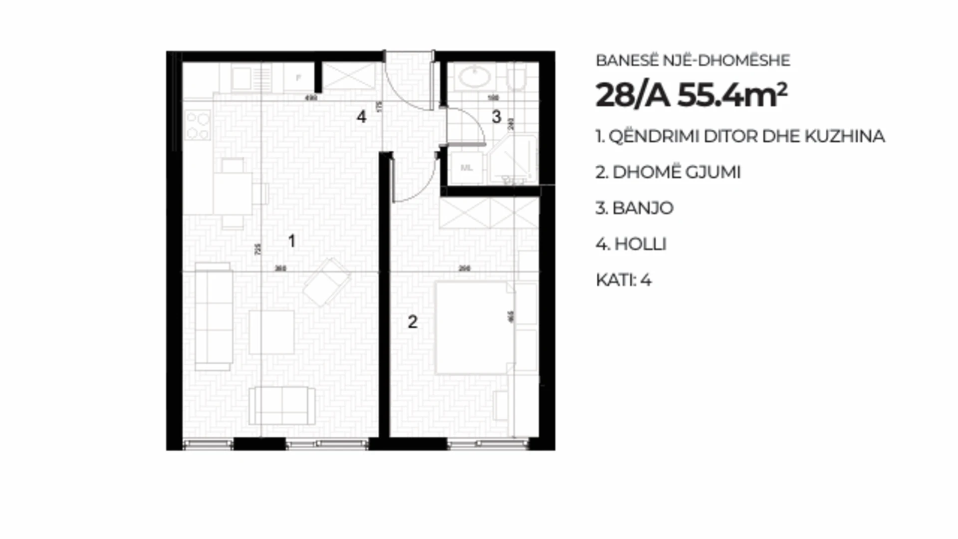 Apartment for Sale – 55.4 m² in Drenas – AKTIV Complex. - Image 1