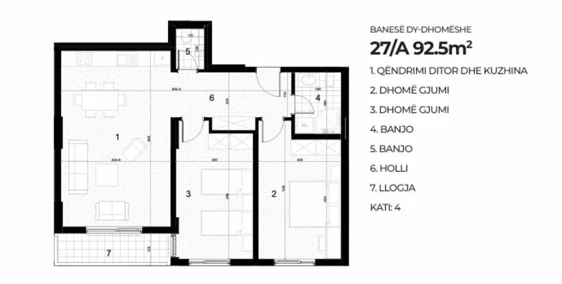 Apartment for Sale – 92.50 m² in AKTIV Complex – Drenas, 4th Floor. - Image 1