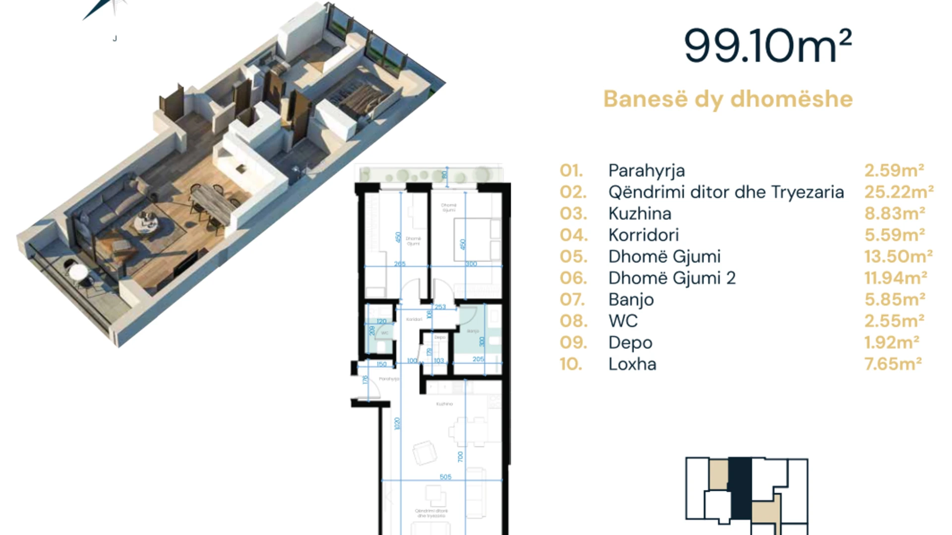 Apartment for Sale in Arbëria 99.10 m² , Ebrona Complex. - Image 1